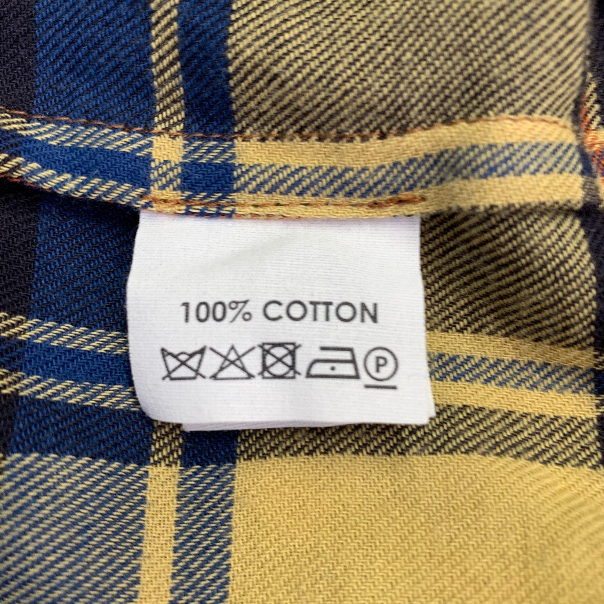 DRIES VAN NOTEN Size 4 Yellow Multi-Color Cotton Plaid Shirt Dress 1