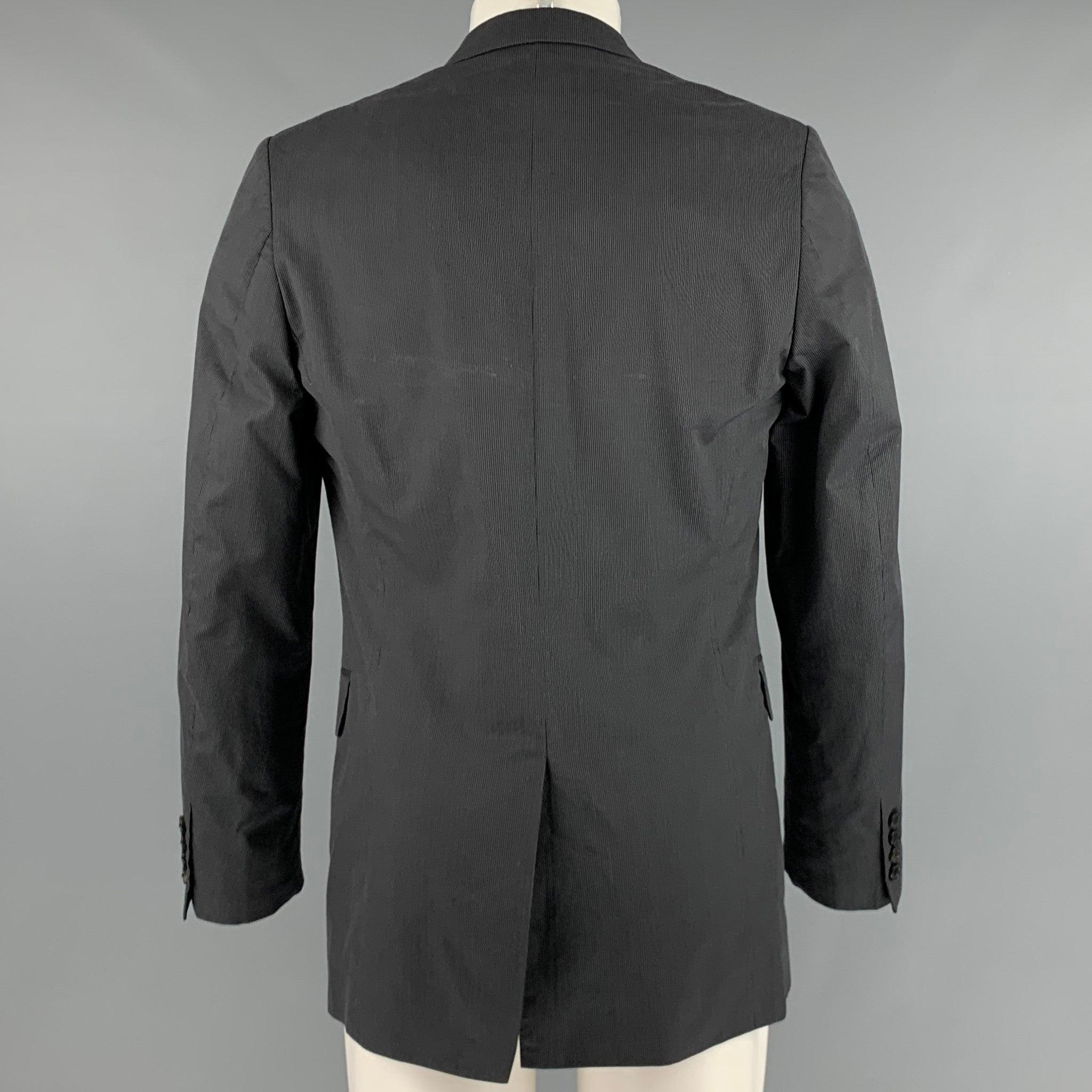 DRIES VAN NOTEN Size 40 Black Grey Stripe Cotton Sport Coat In Good Condition For Sale In San Francisco, CA
