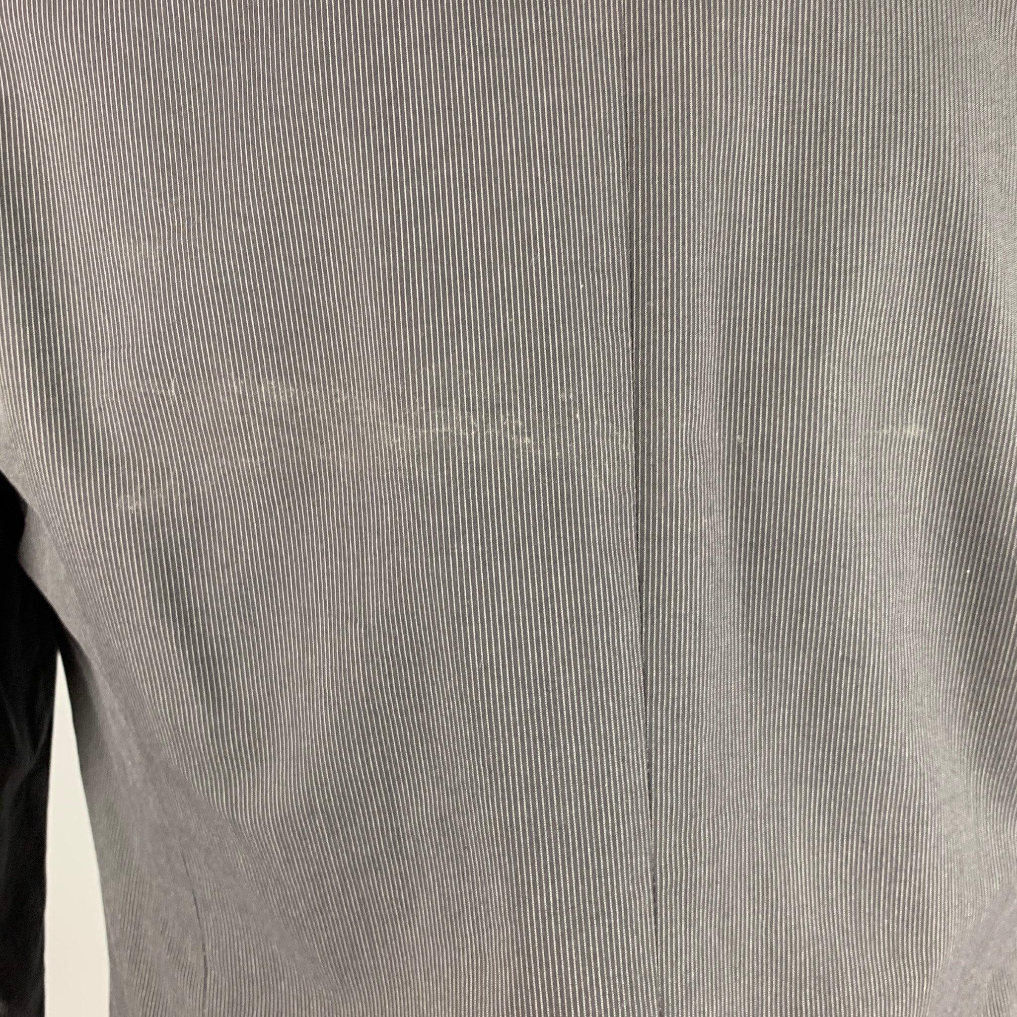 Men's DRIES VAN NOTEN Size 40 Black Grey Stripe Cotton Sport Coat For Sale