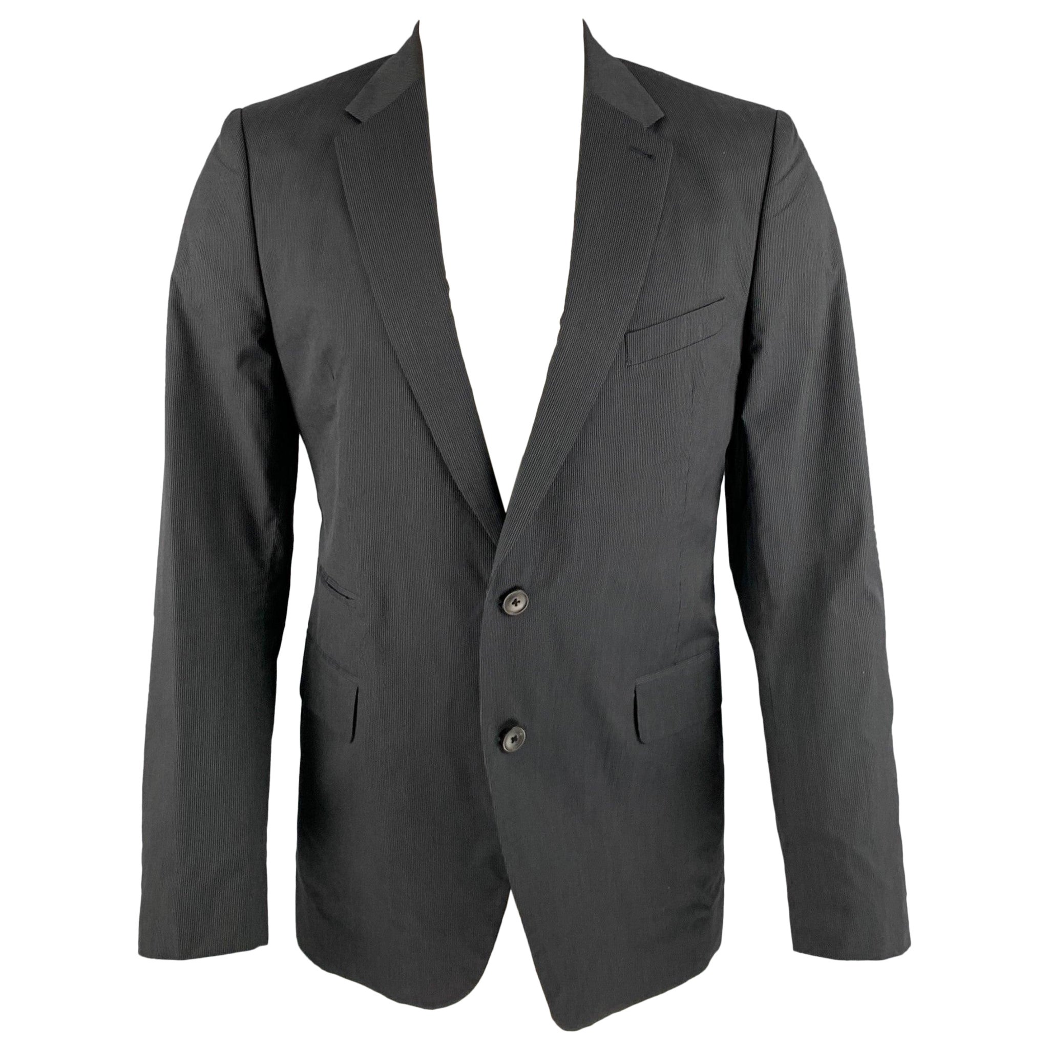 DRIES VAN NOTEN - Manteau de sport en coton à rayures noires et grises, taille 40
