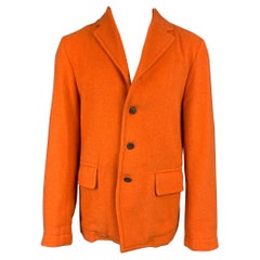 DRIES VAN NOTEN Size 40 Orange Textured Wool Blend Jacket
