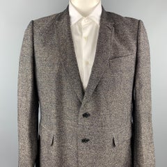 DRIES VAN NOTEN Size 44 Brown Heather Linen / Cotton Sport Coat
