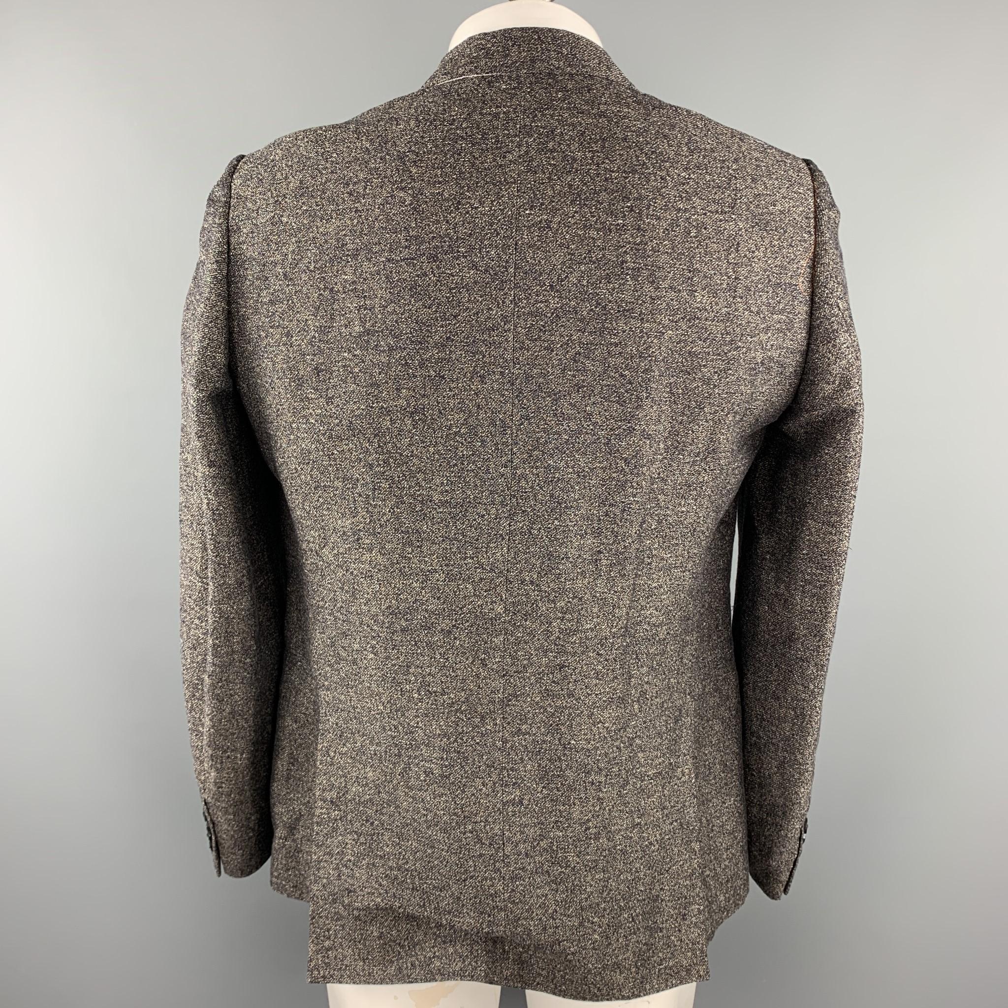 Gray DRIES VAN NOTEN Size 44 Brown Heather Linen / Cotton Sport Coat