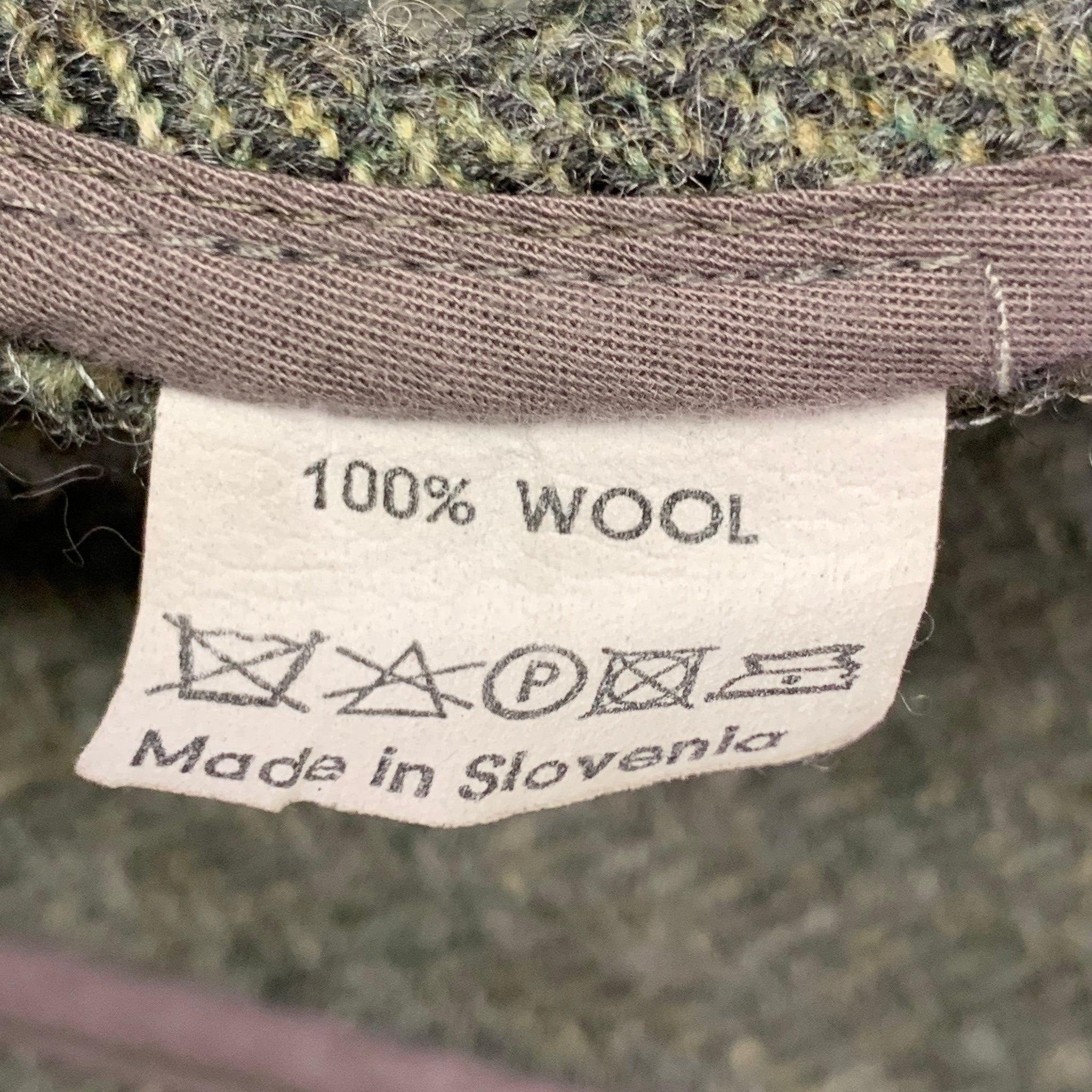 DRIES VAN NOTEN Size 44 Green Herringbone Wool Peak Lapel Sport Coat For Sale 1