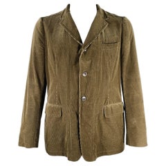 DRIES VAN NOTEN Size 44 Green Olive Corduroy Cotton Jacket