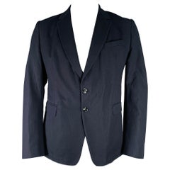 Dries van Noten taglia 46 SS15 cappotto sportivo in cotone intrecciato con risvolto a tacche in marina