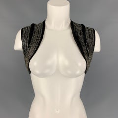 DRIES VAN NOTEN Size 6 Black Beaded Silk Bolero Vest
