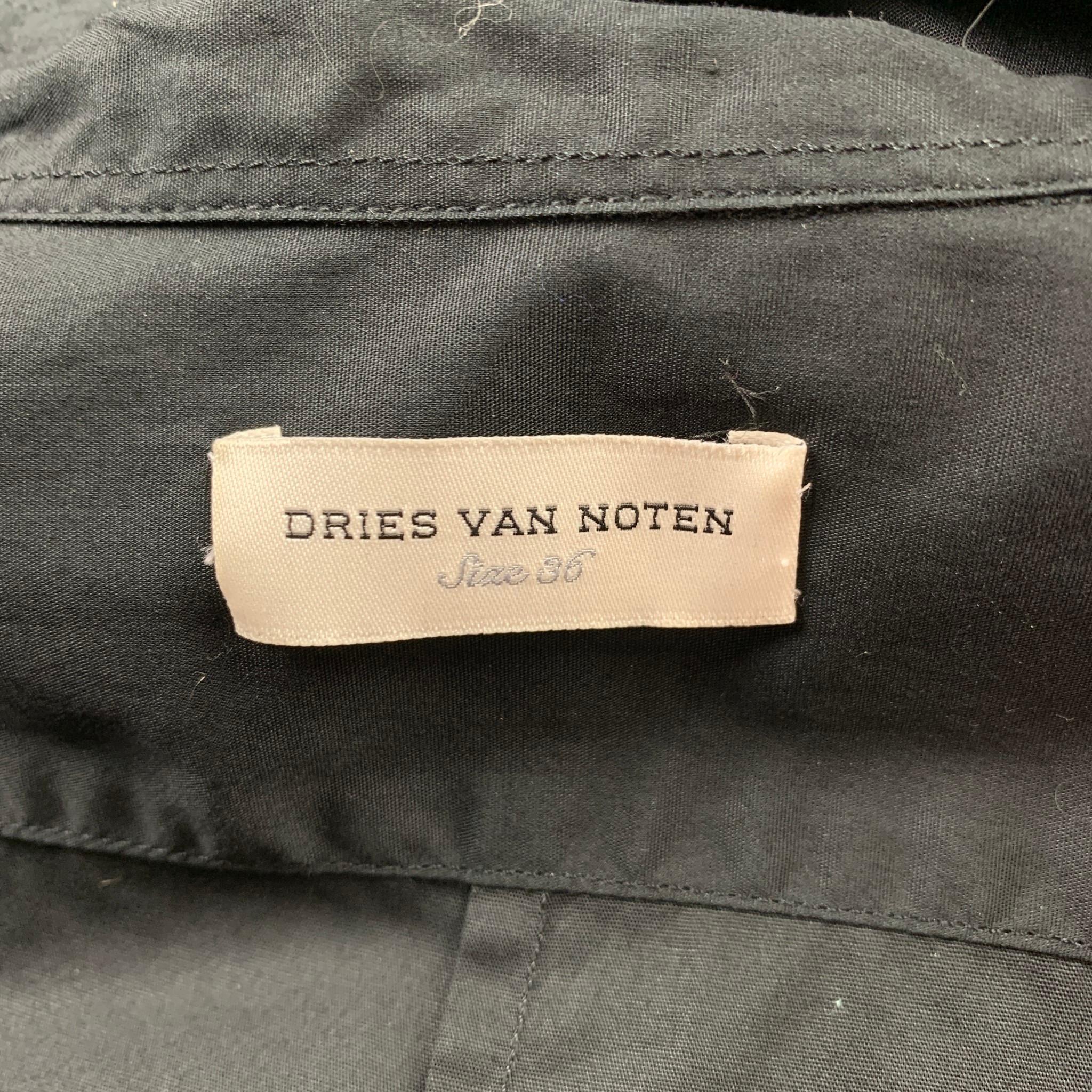DRIES VAN NOTEN Size 6 Black Cotton / Silk Sequined Sleeves Blouse In Good Condition In San Francisco, CA