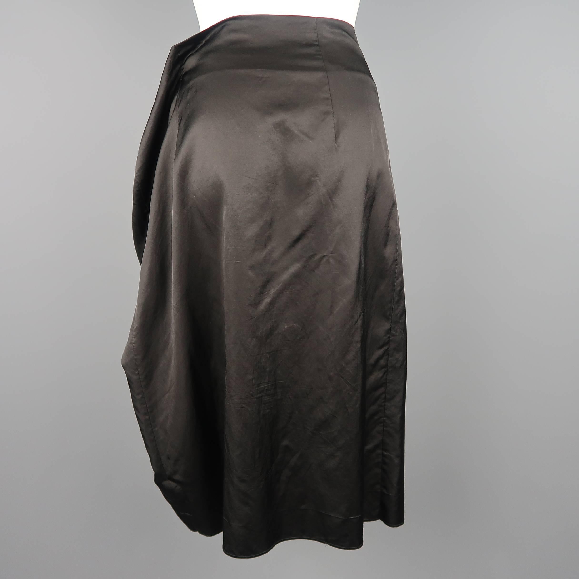 Dries van Noten Black Draped Taffeta Wrap Tied A line Skirt 4