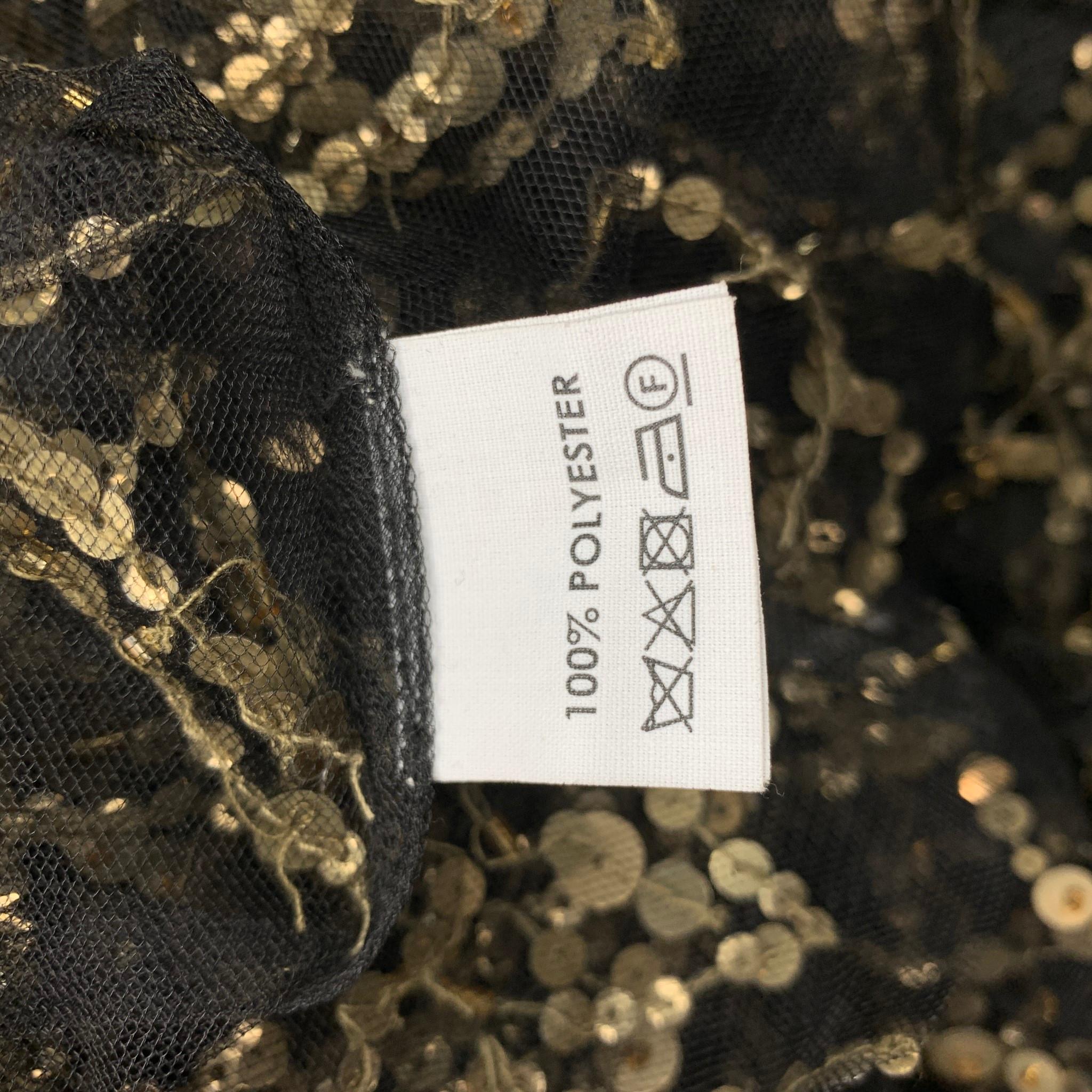 DRIES VAN NOTEN Size 6 Black & Gold Beaded Polyester Dress Top In New Condition In San Francisco, CA