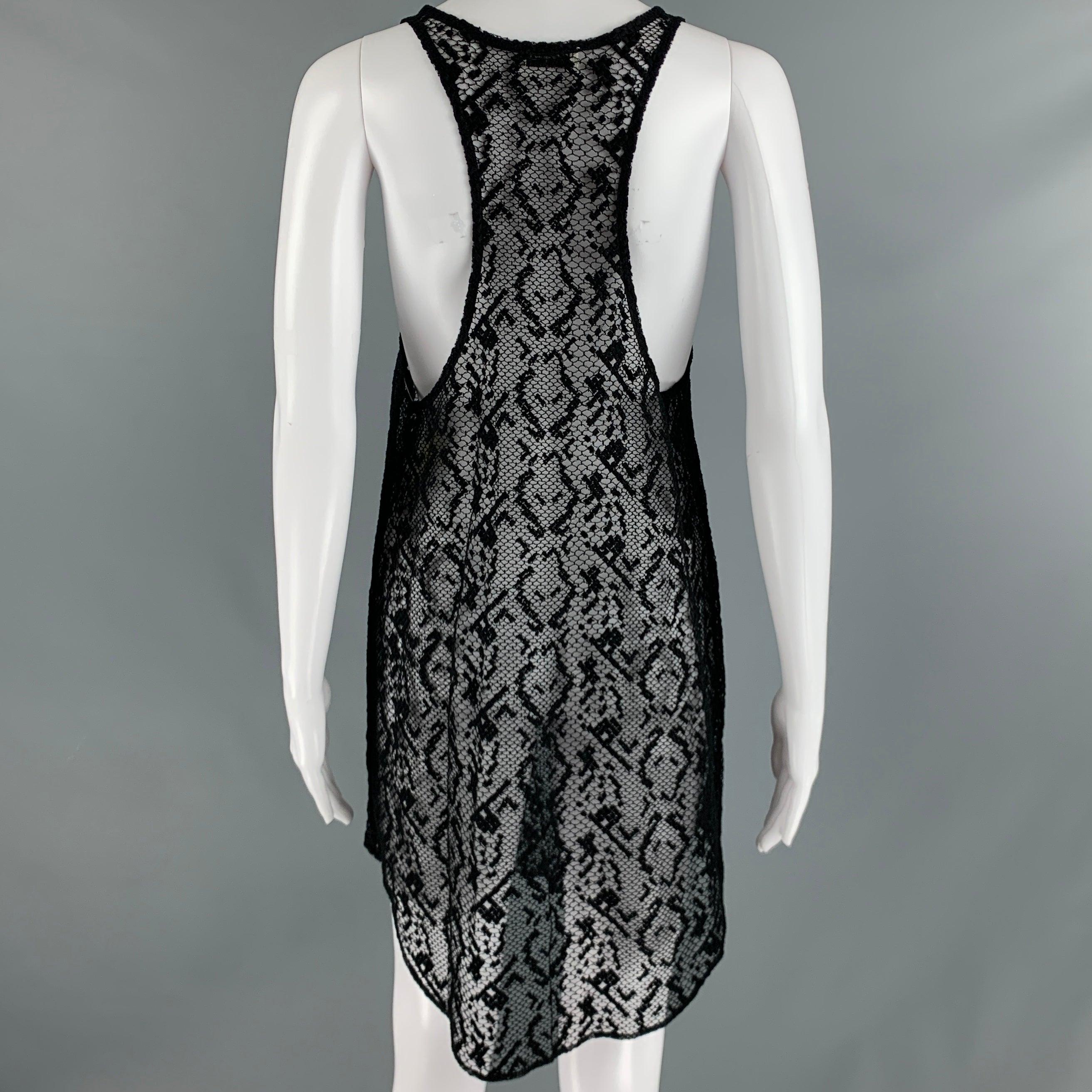 Nero Dries van Noten Taglia 6 Vestito a canotta in pizzo nero in vendita