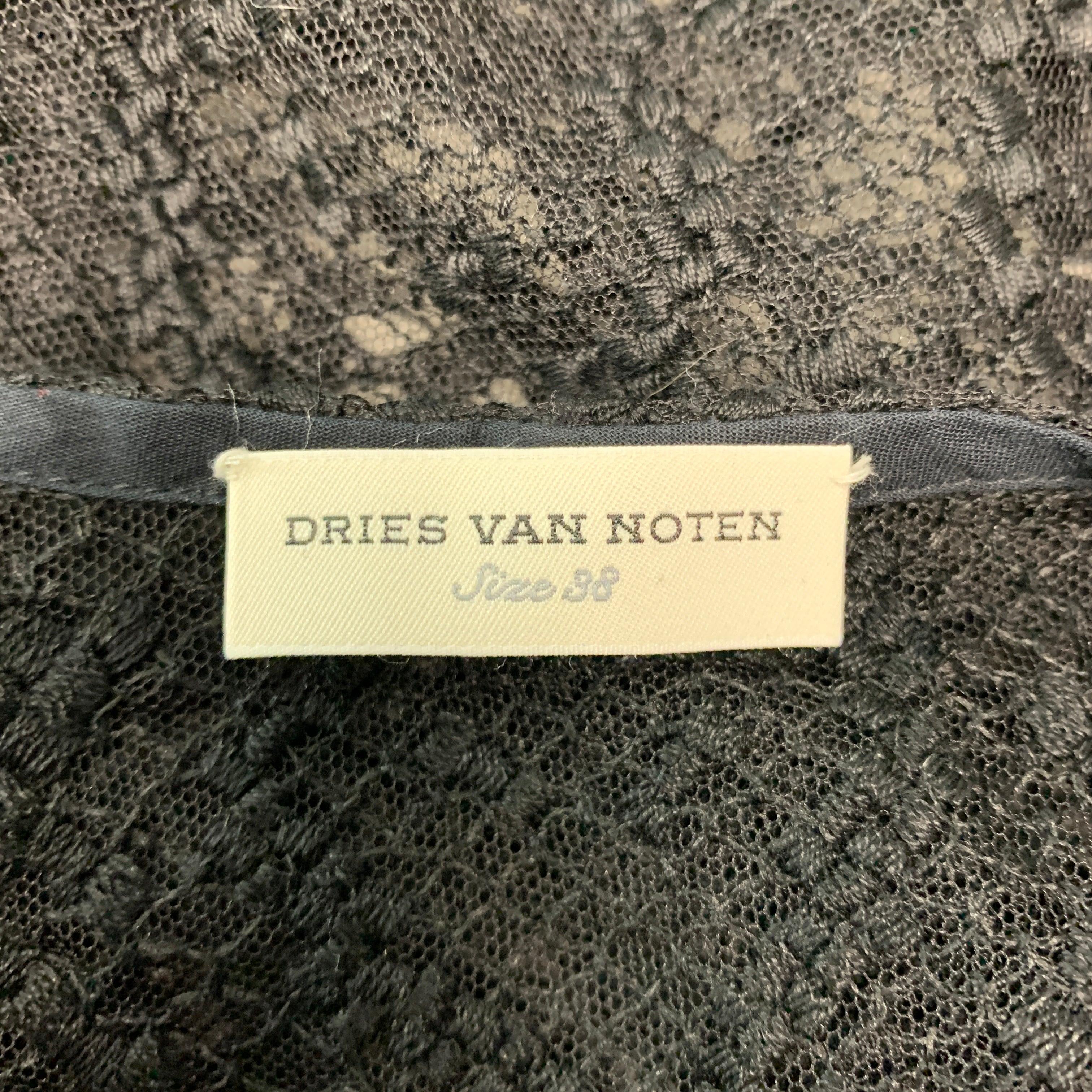 Dries van Noten Taglia 6 Vestito a canotta in pizzo nero In condizioni ottime in vendita a San Francisco, CA