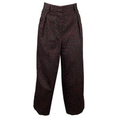 DRIES VAN NOTEN Taille 6 Pantalon habillé à jambes larges en coton imprimé étoiles noires et rouges