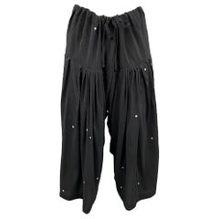 DRIES VAN NOTEN Size 6 Black Rhombus Silk Drop-Crotch Casual Pants