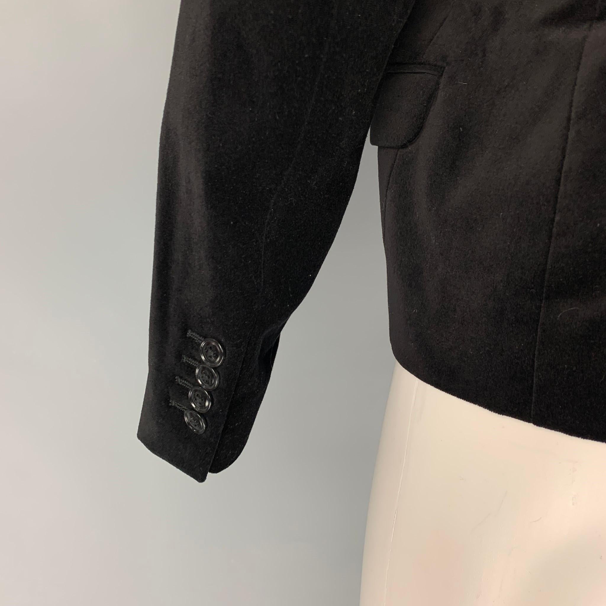 Women's DRIES VAN NOTEN Size 6 Black Silver Beaded Sequin Cotton Jacket Blazer