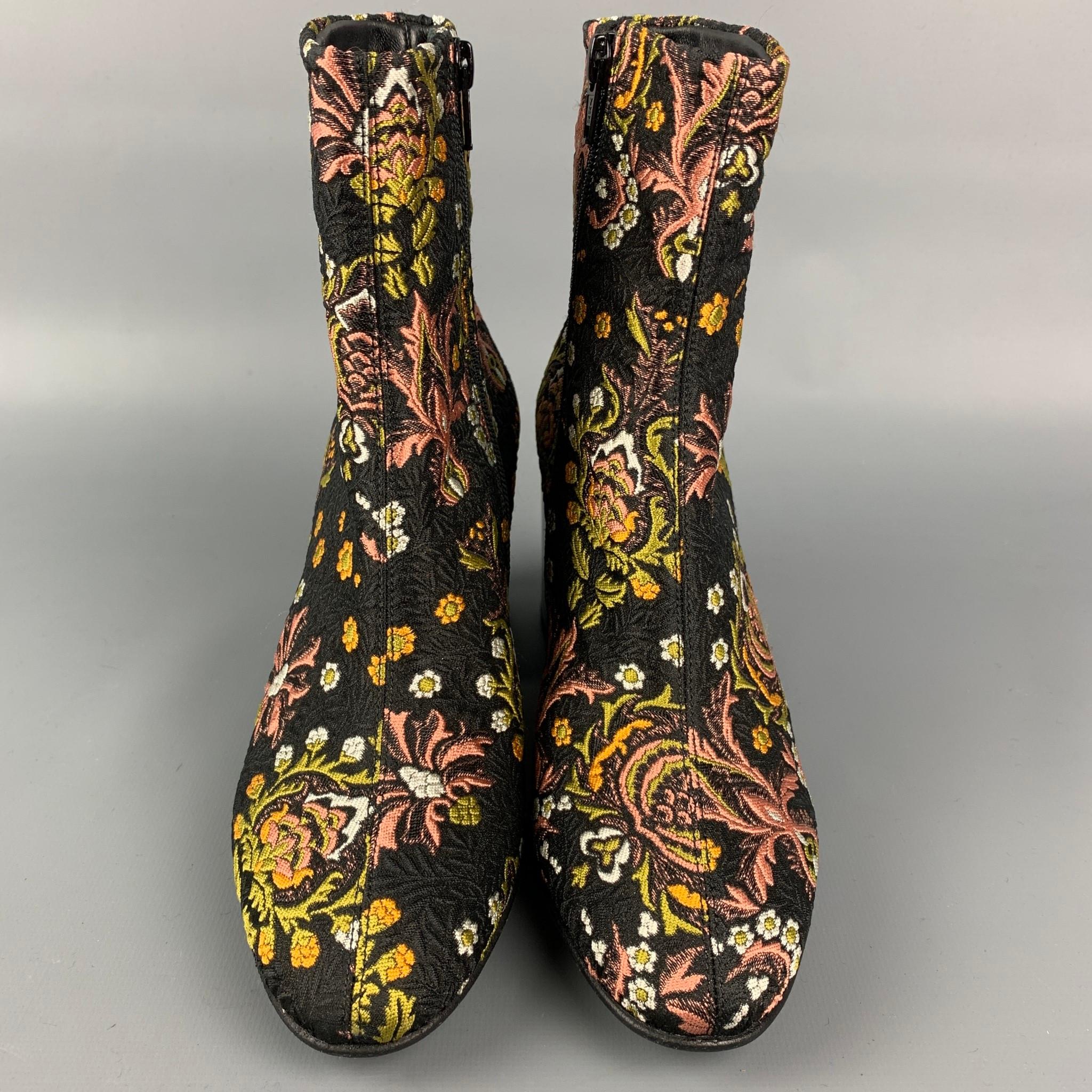 Black DRIES VAN NOTEN Size 6 Multi-Color Jacquard Ankle Boots