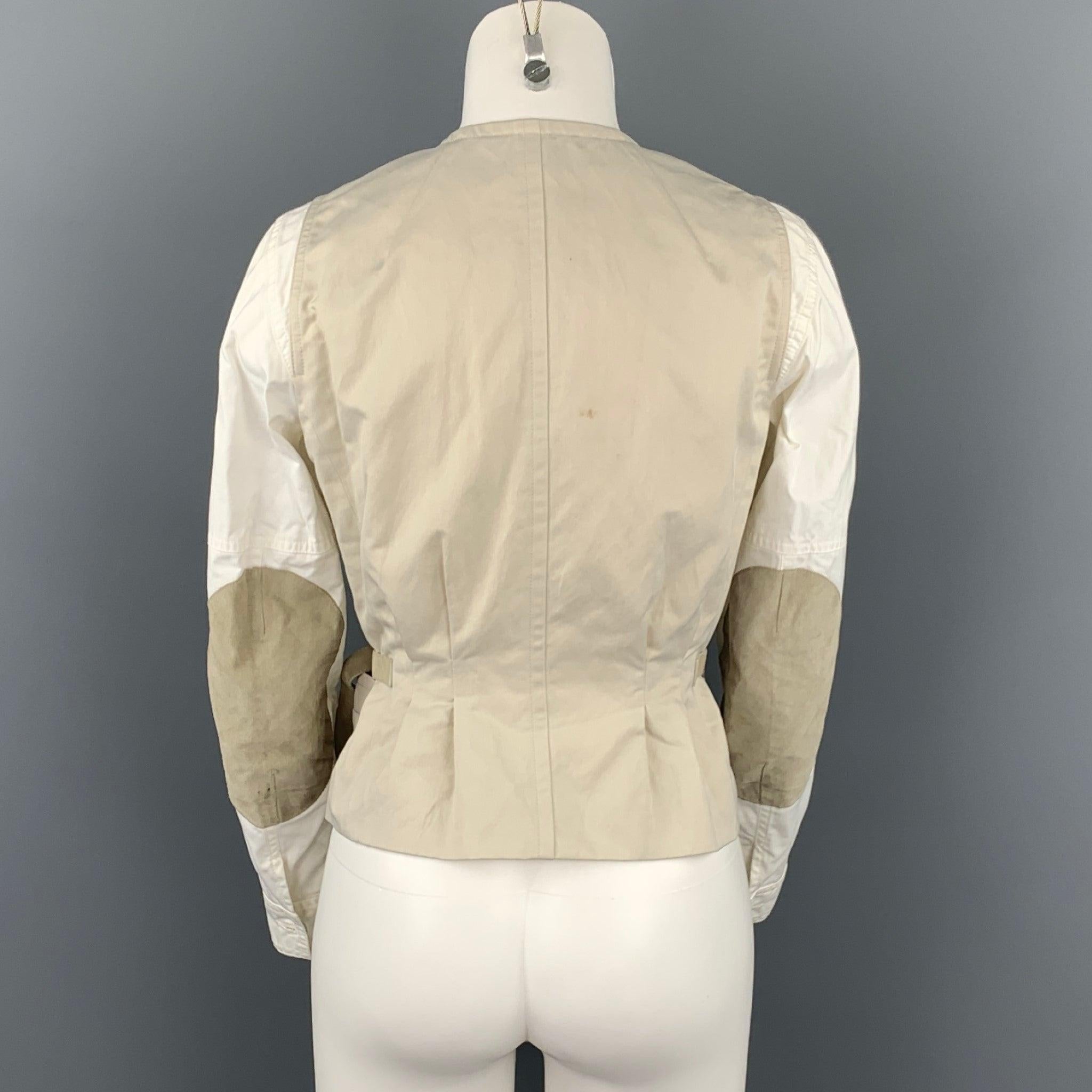 DRIES VAN NOTEN Size 6 Off White Polyester Blend Jacket In Good Condition For Sale In San Francisco, CA