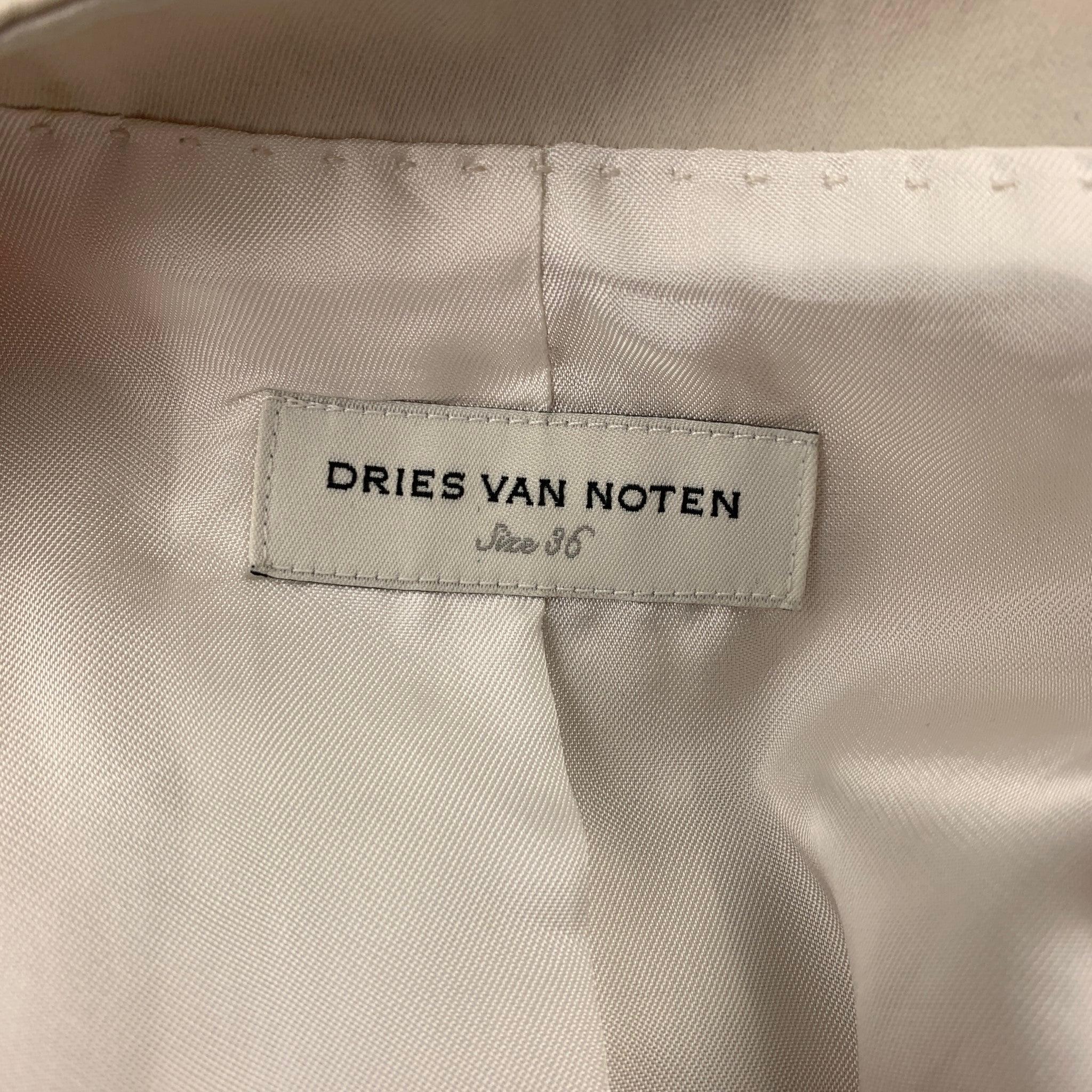 DRIES VAN NOTEN Size 6 Off White Polyester Blend Jacket For Sale 1