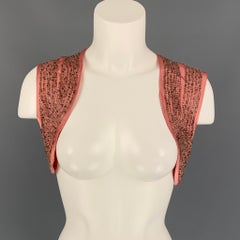 DRIES VAN NOTEN Size 6 Pink Beaded Silk Bolero Vest