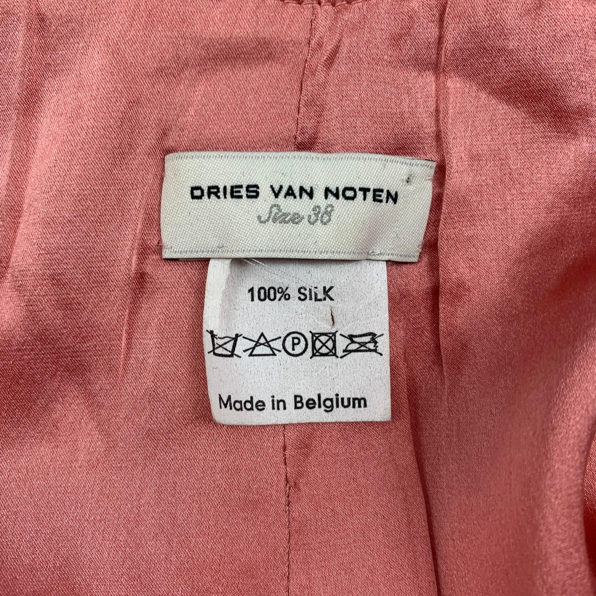 Women's DRIES VAN NOTEN Size 6 Pink Beaded Silk Bolero Vest