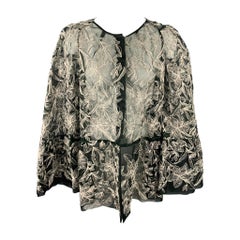 DRIES VAN NOTEN Size 6 Silver & Black Embroidered Silk Jacket