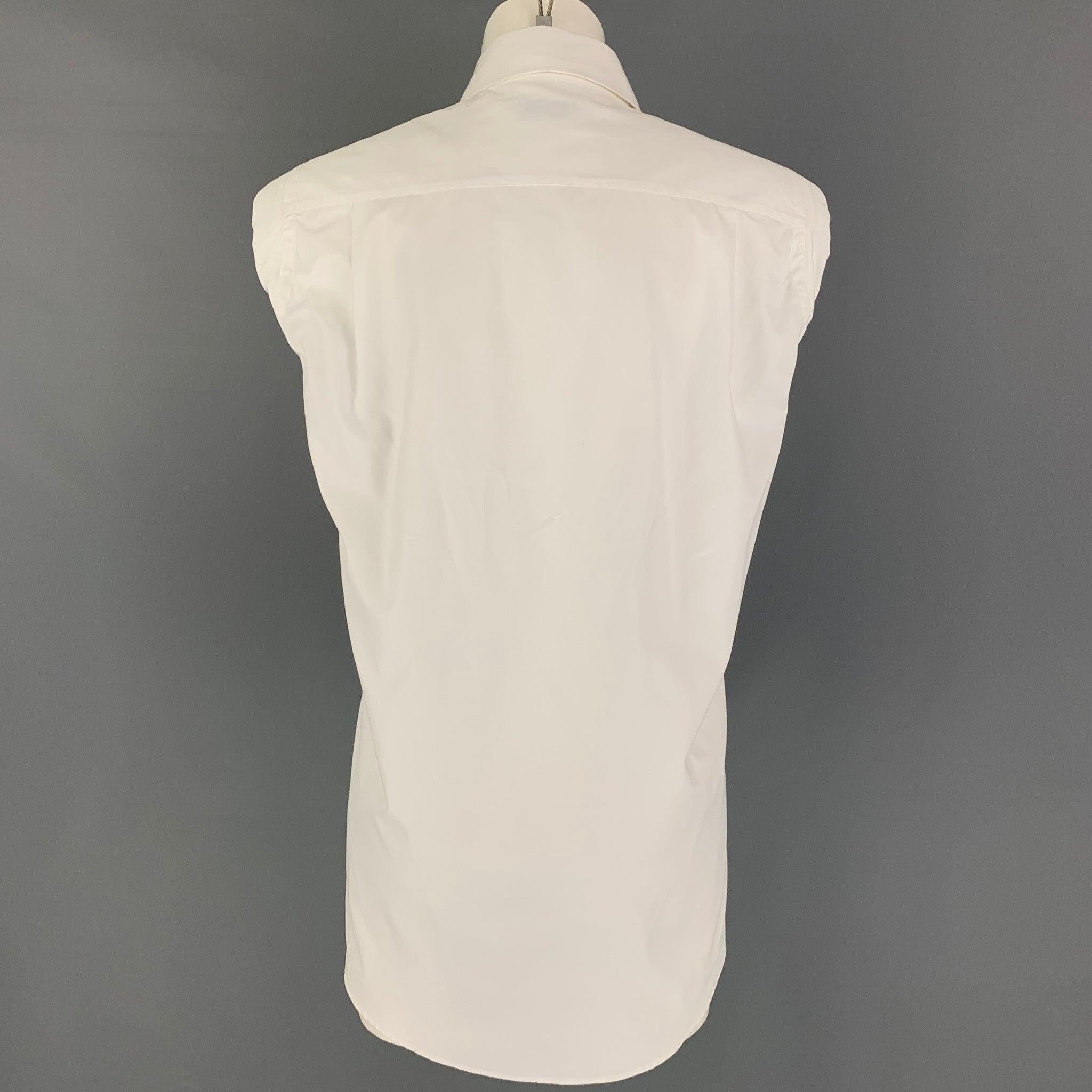 DRIES VAN NOTEN Size 6 White Cotton Sleeveless Shirt In Good Condition For Sale In San Francisco, CA