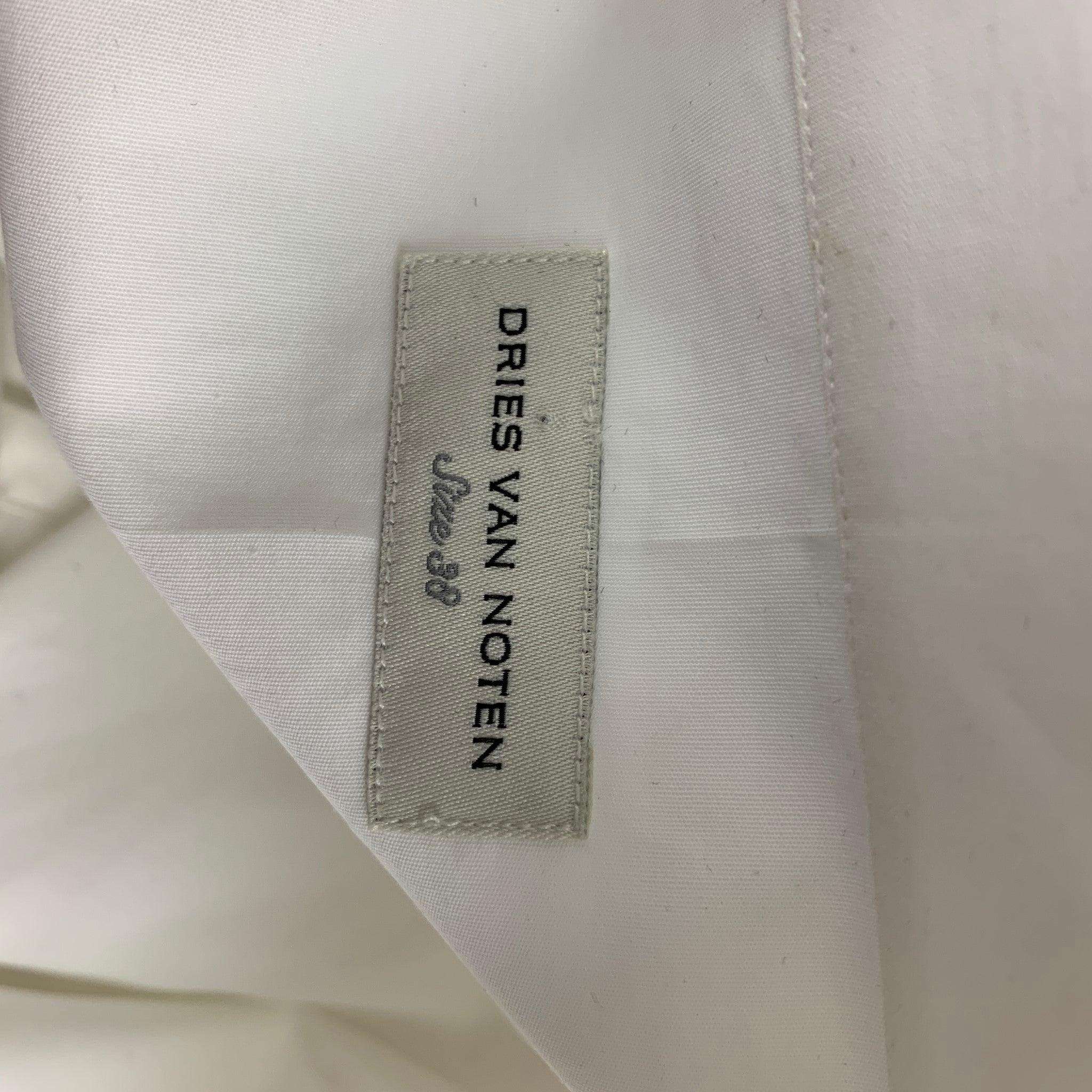 DRIES VAN NOTEN Size 6 White Cotton Sleeveless Shirt For Sale 1