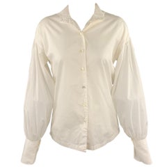 DRIES VAN NOTEN Größe 6 Weiße Bluse aus Popeline-Baumwolle mit überschnittenen Schultern