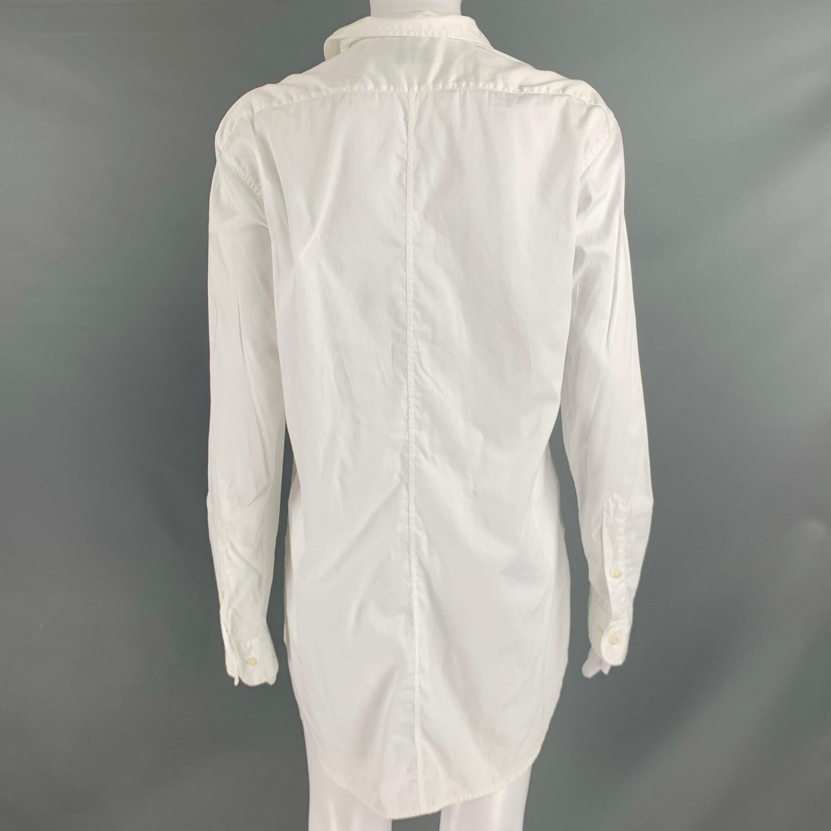 Women's DRIES VAN NOTEN Size 6 White Silver Cotton Blouse Casual Top For Sale