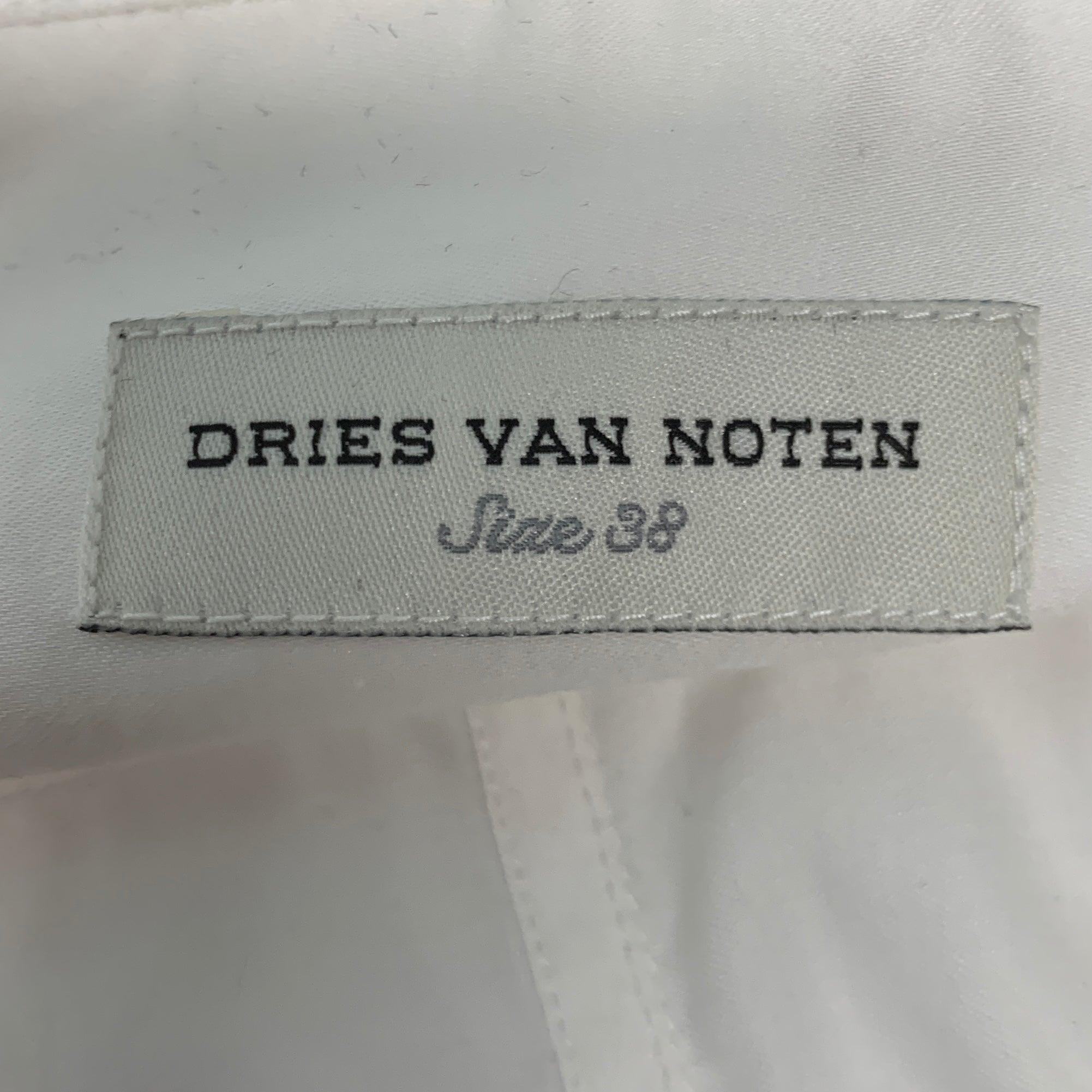 DRIES VAN NOTEN Size 6 White Silver Cotton Blouse Casual Top For Sale 4