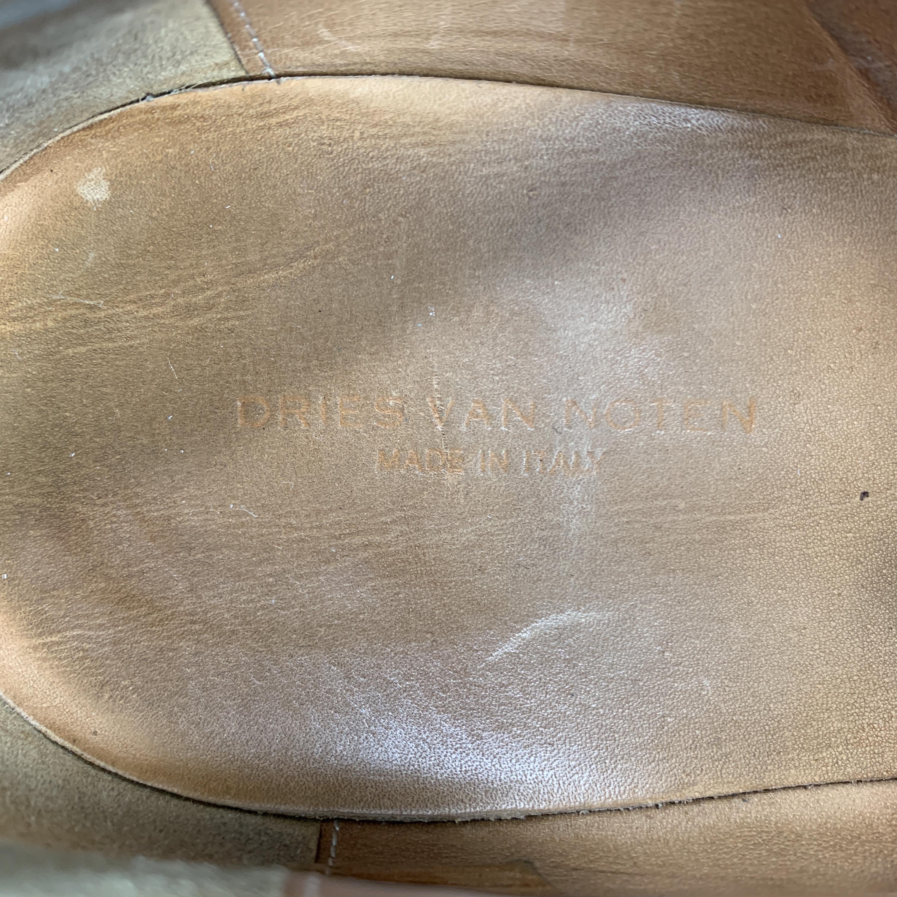 DRIES VAN NOTEN Size 8 Black Leather Quilted Strap Buckle Crepe Sole Loafers In Good Condition In San Francisco, CA