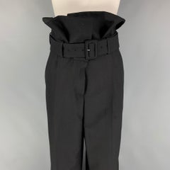 DRIES VAN NOTEN Size 8 Black Wool High Waisted Dress Pants