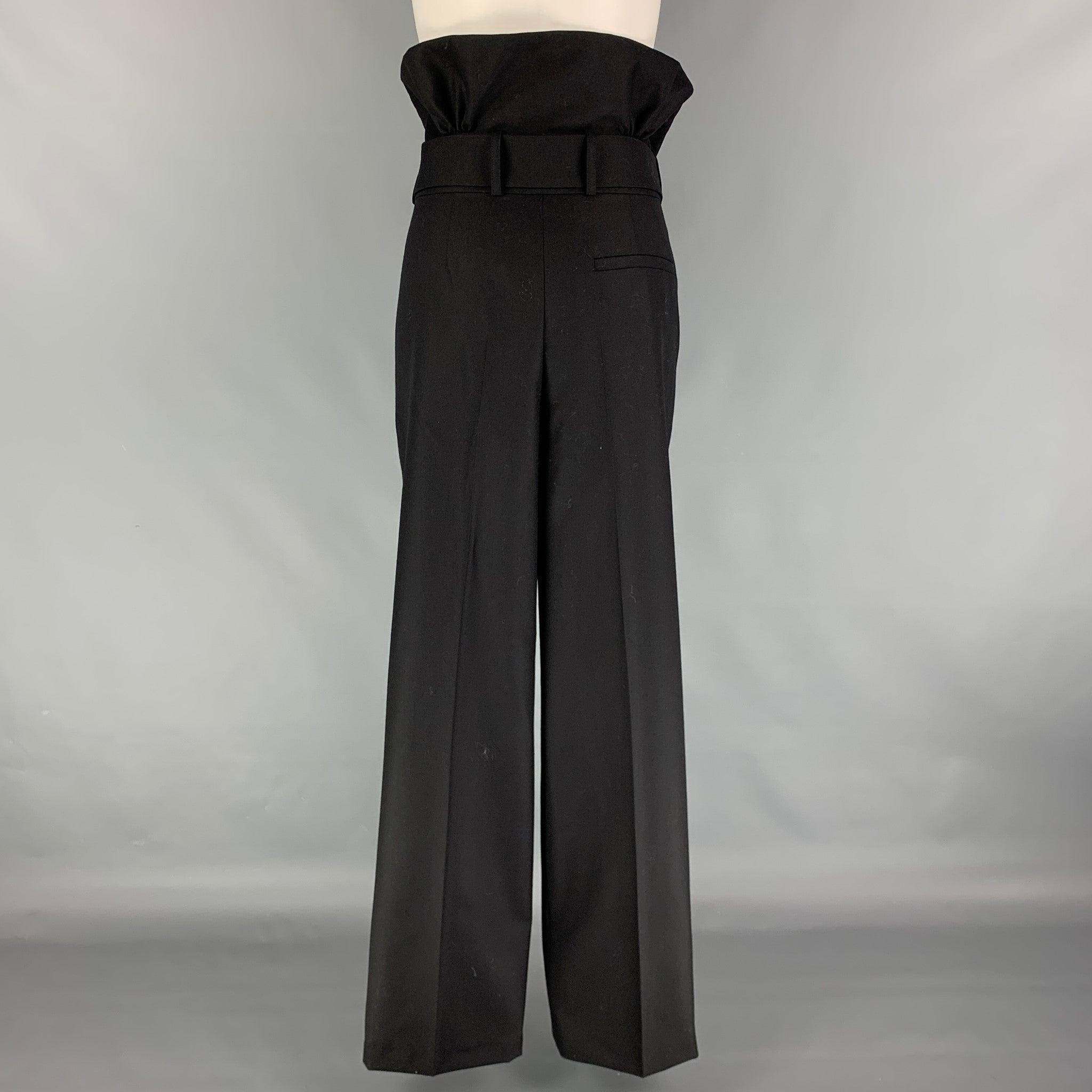 DRIES VAN NOTEN Size 8 Black Wool High Waisted Dress Pants In Good Condition For Sale In San Francisco, CA