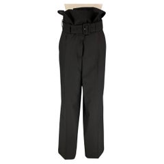 DRIES VAN NOTEN Size 8 Black Wool High Waisted Dress Pants