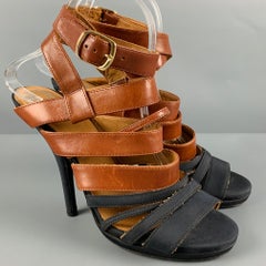 DRIES VAN NOTEN Size 8 Brown Black Leather Strappy Sandals
