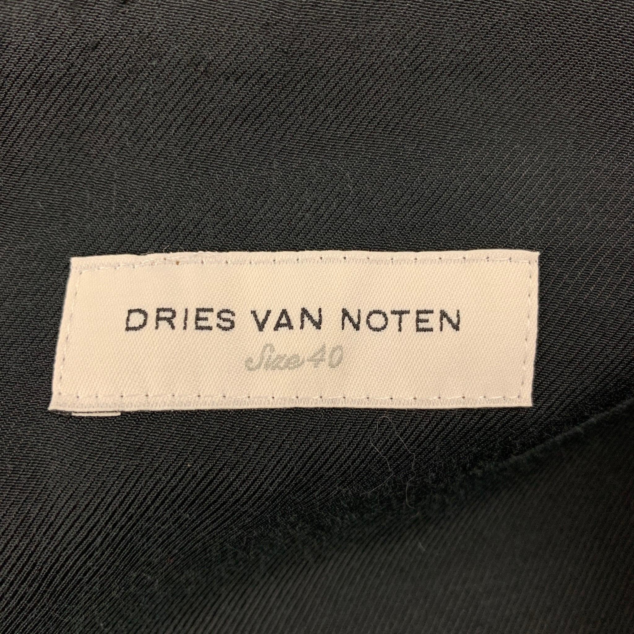 DRIES VAN NOTEN Size 8 Navy Wool Blend Peak Lapel Jacket For Sale 1