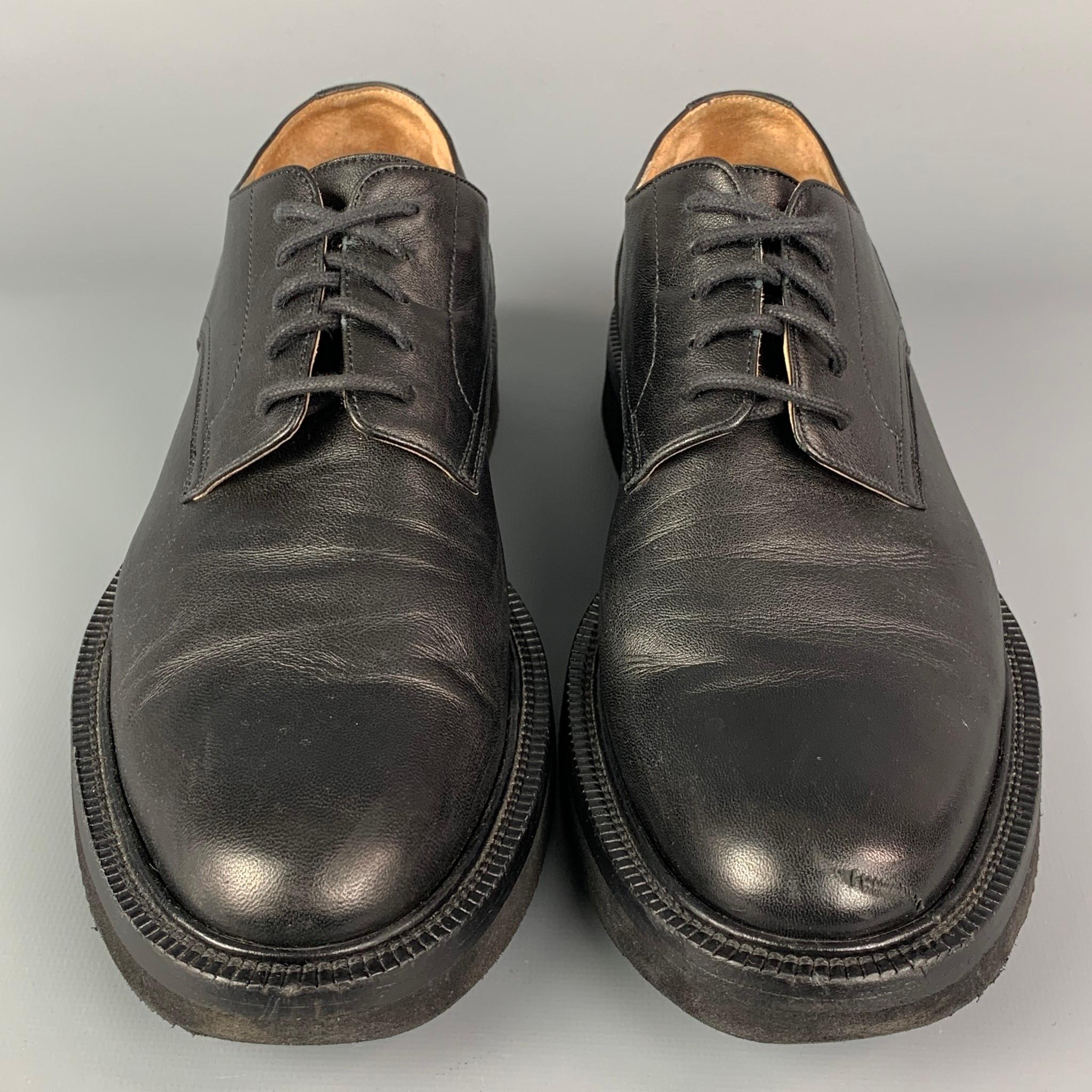 DRIES VAN NOTEN Size 8.5 Black Leather Derby Laces In Good Condition In San Francisco, CA
