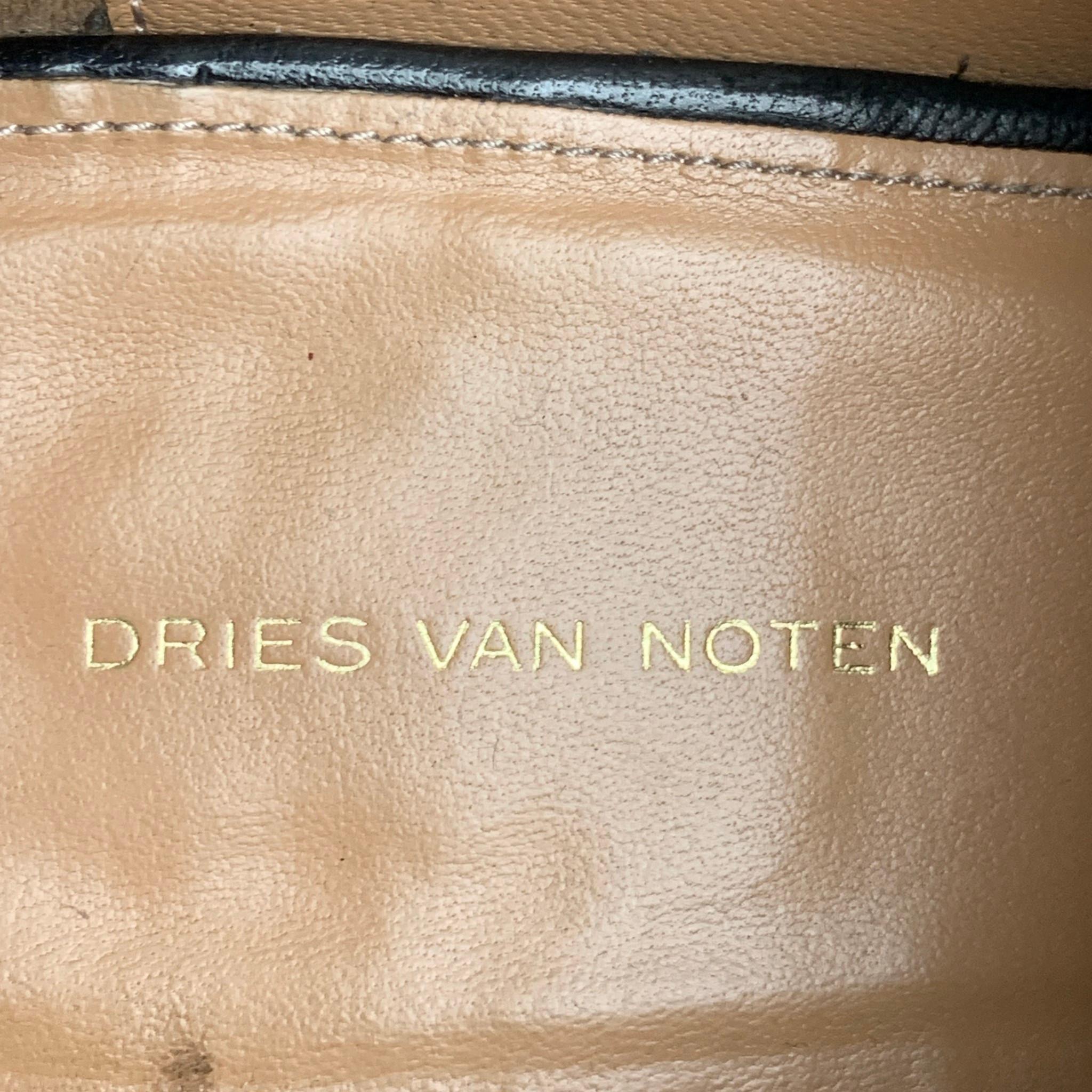 DRIES VAN NOTEN Size 8.5 Black Leather Derby Laces 2
