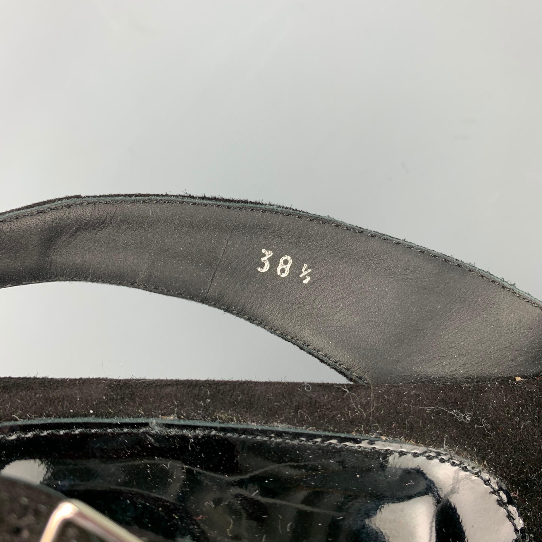 DRIES VAN NOTEN Size 8.5 Black Suede Platform Slingback Sandals In Good Condition In San Francisco, CA