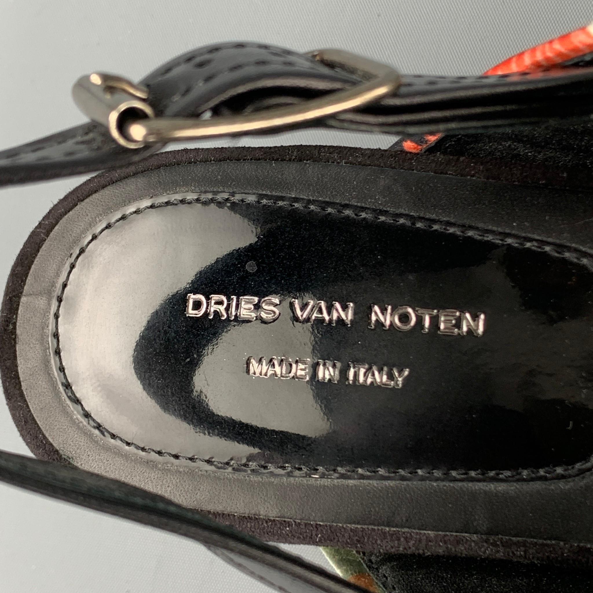 DRIES VAN NOTEN Size 8.5 Multi-Color Silk Platform Sandals 2