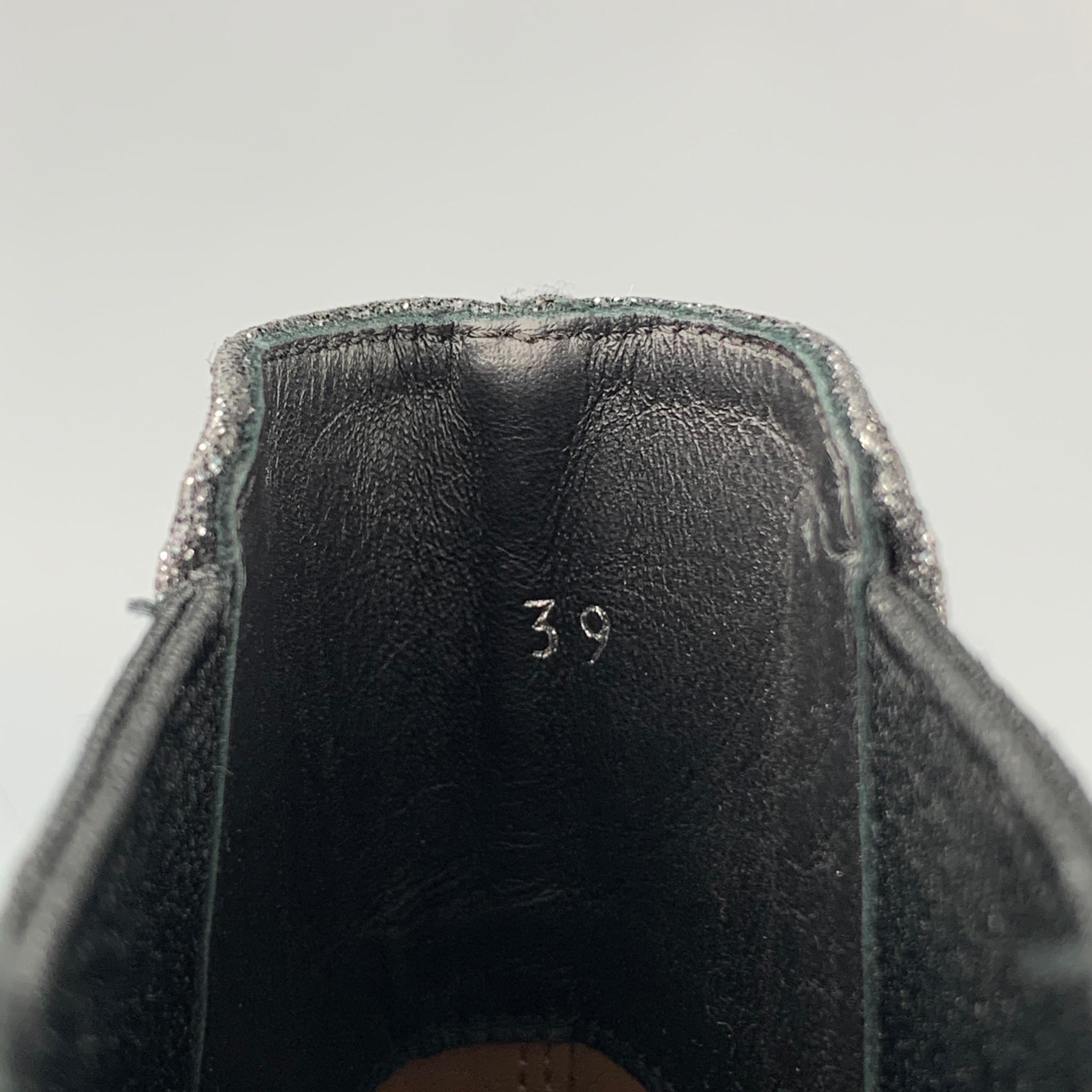 Women's DRIES VAN NOTEN Size 9 Black Glittered Leather Boots