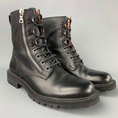 DRIES VAN NOTEN Size 9.5 Black Pebble Grain Leather Ankle Boots