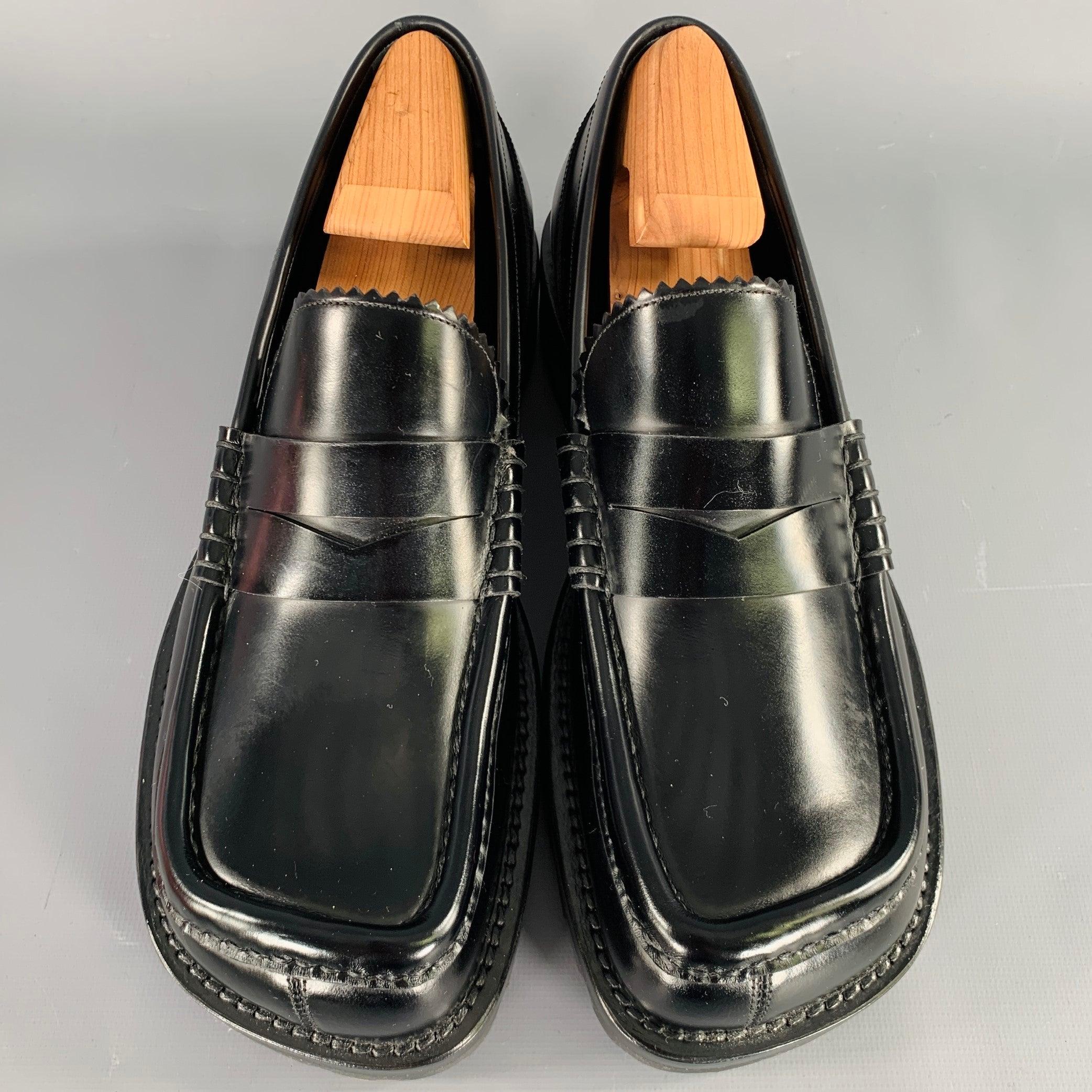 Men's DRIES VAN NOTEN Size 9.5 Black Square Toe Penny Loafers