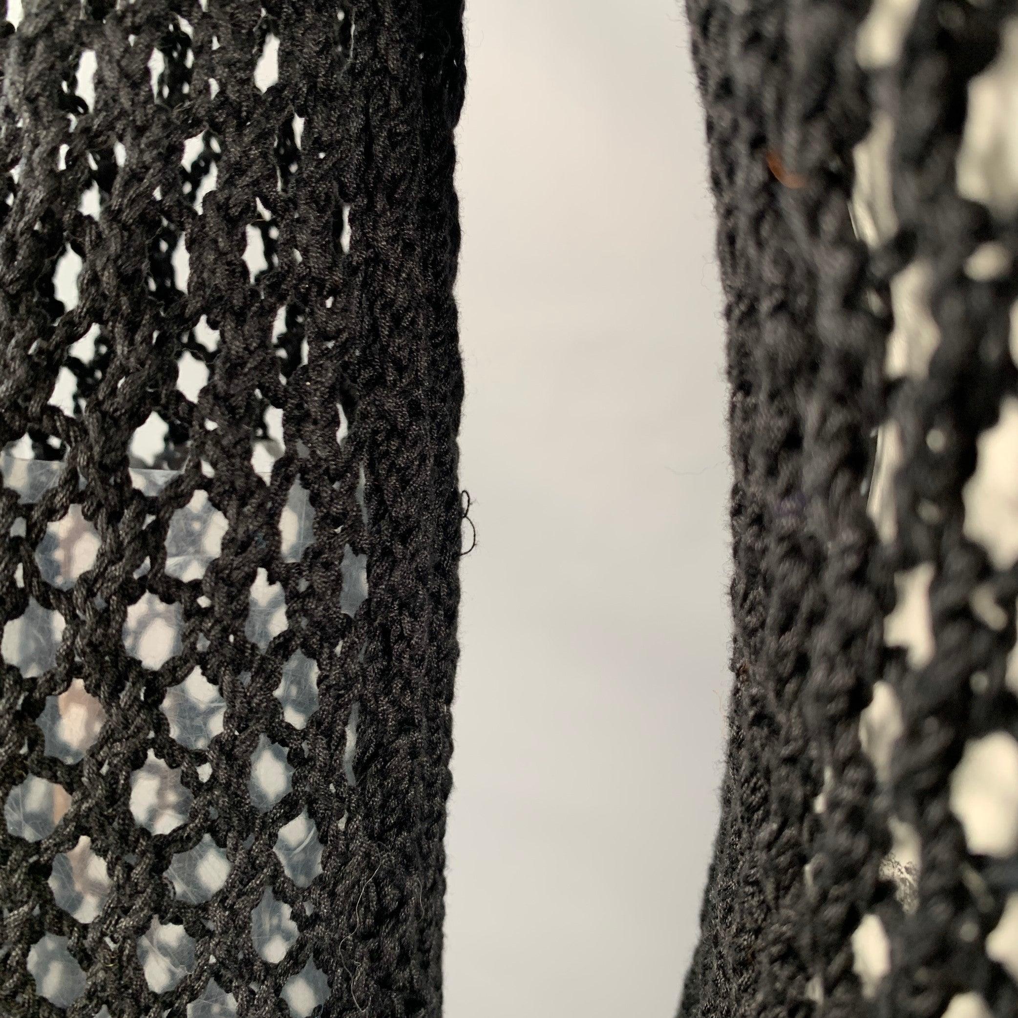 DRIES VAN NOTEN Size L Black Fishnet Crew Neck Pullover For Sale 1