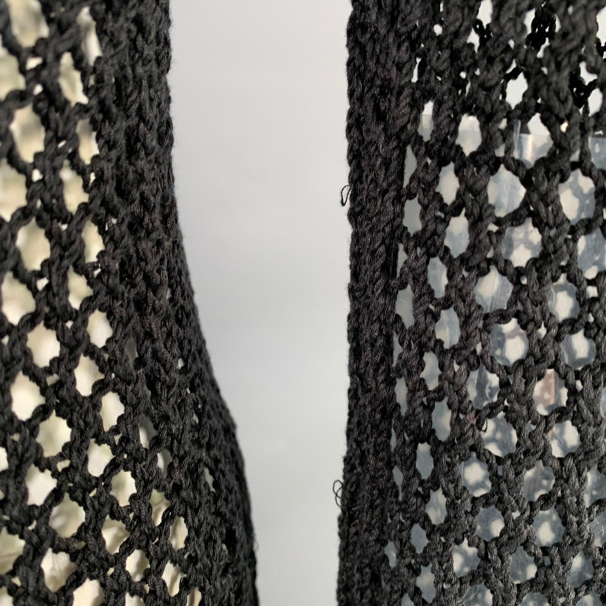 DRIES VAN NOTEN Size L Black Fishnet Crew Neck Pullover For Sale 2