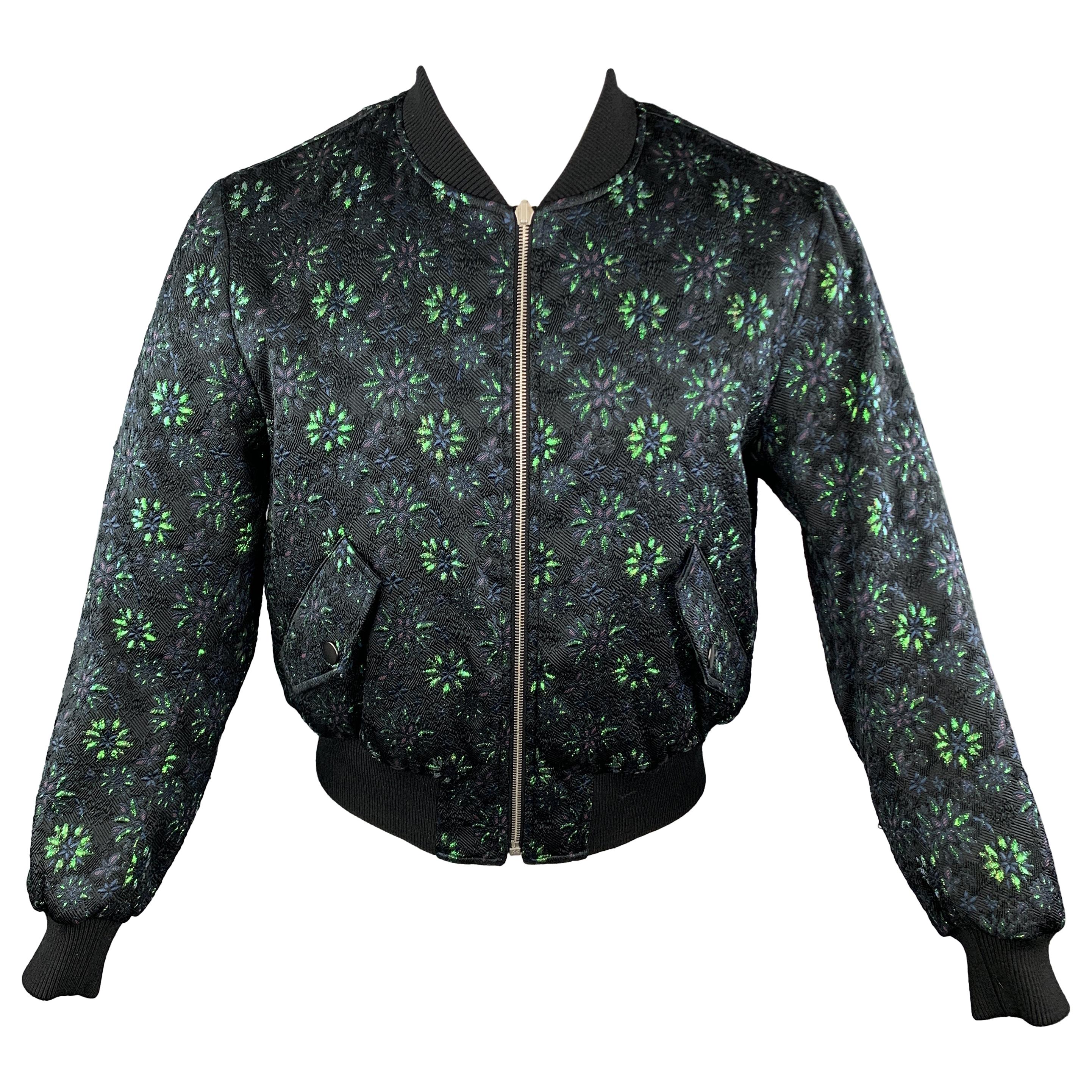 DRIES VAN NOTEN Size L Black 
Navy Polyester Blend Bomber Jacket