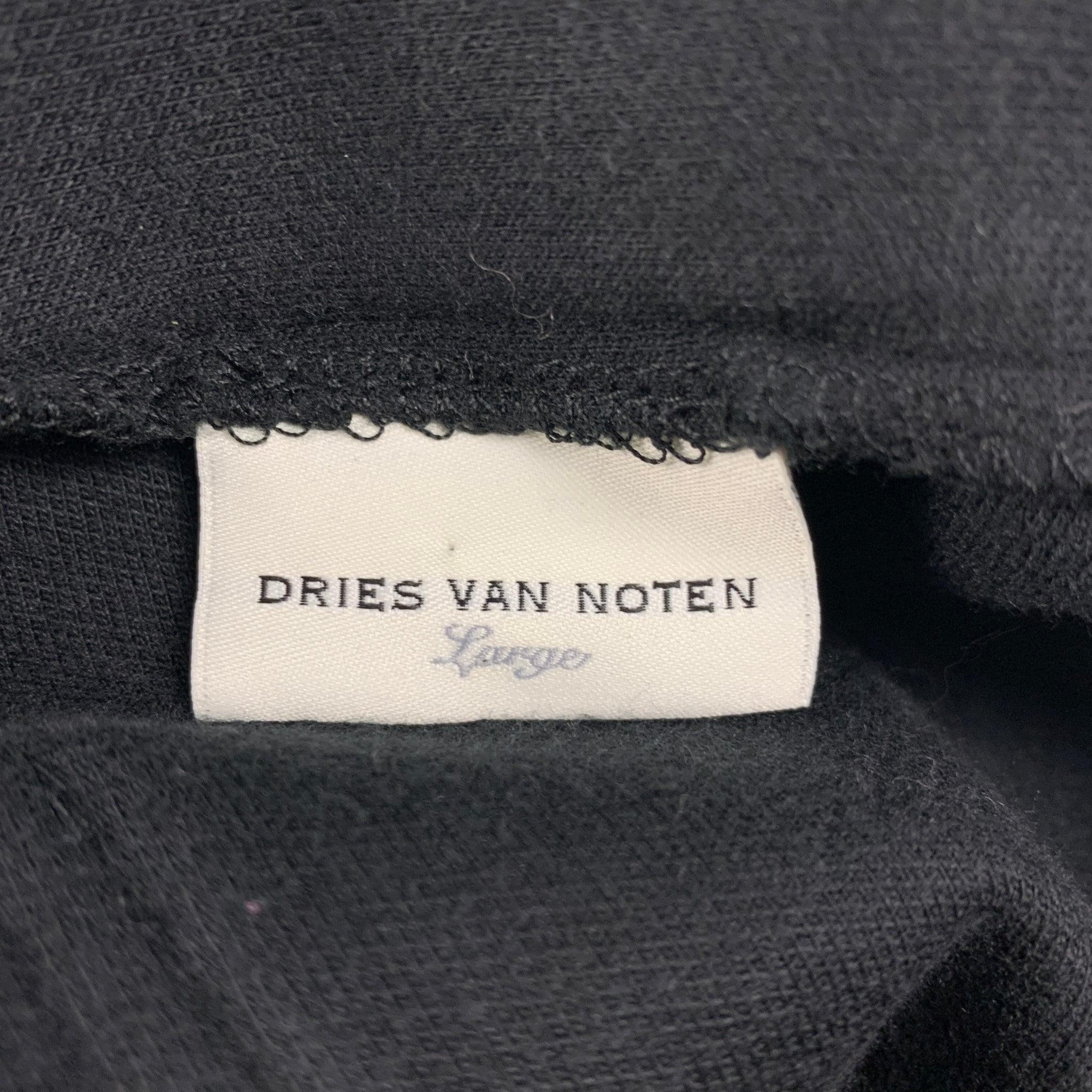 Men's DRIES VAN NOTEN Size L Black & White Cotton / Polyester Sweatpants For Sale