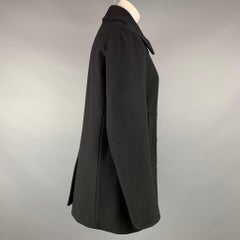 DRIES VAN NOTEN Size L Black Wool Blend Double Breasted Coat