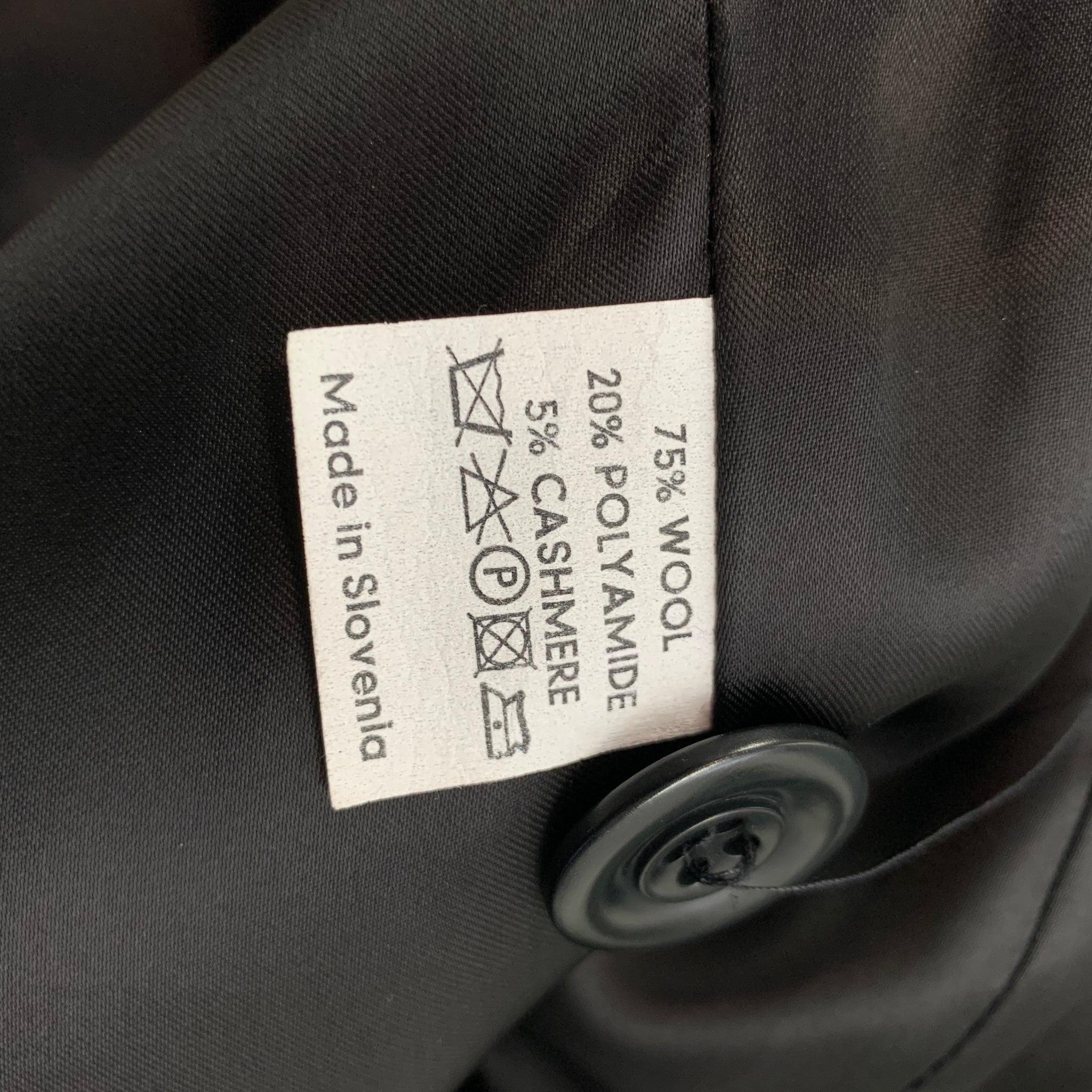 DRIES VAN NOTEN Größe L Schwarzer doppelreihiger Mantel aus Wollmischung Damen im Angebot