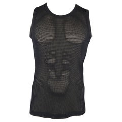DRIES VAN NOTEN Size L Navy Cotton Mesh Knit Tank Top